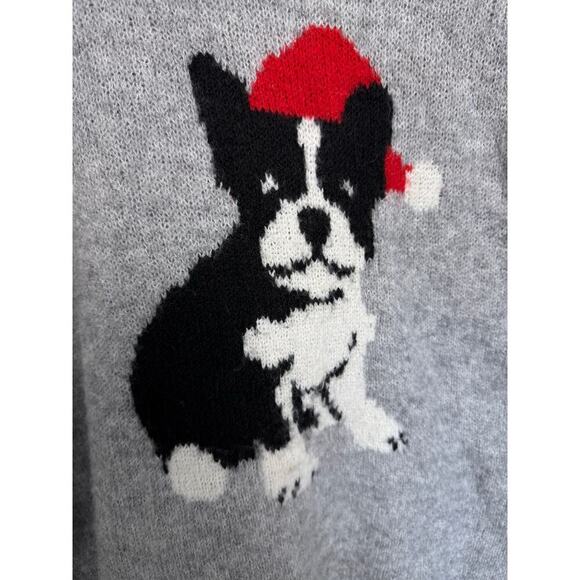 Cupcake and Cashmere Women French Bulldog Gray Knit Christmas Sweater Size L - Picture 4 of 8